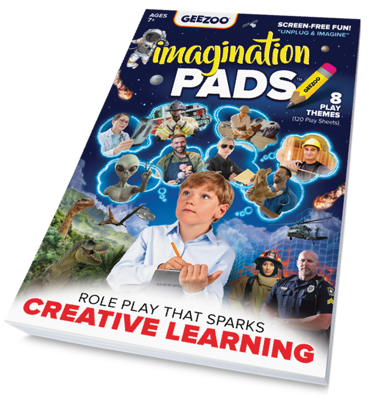 Imagination Pads Pretend Play Activity Pad — 6” x 9”, 120 Pages, 8 Themes, Screen-Free Role Play for Kids