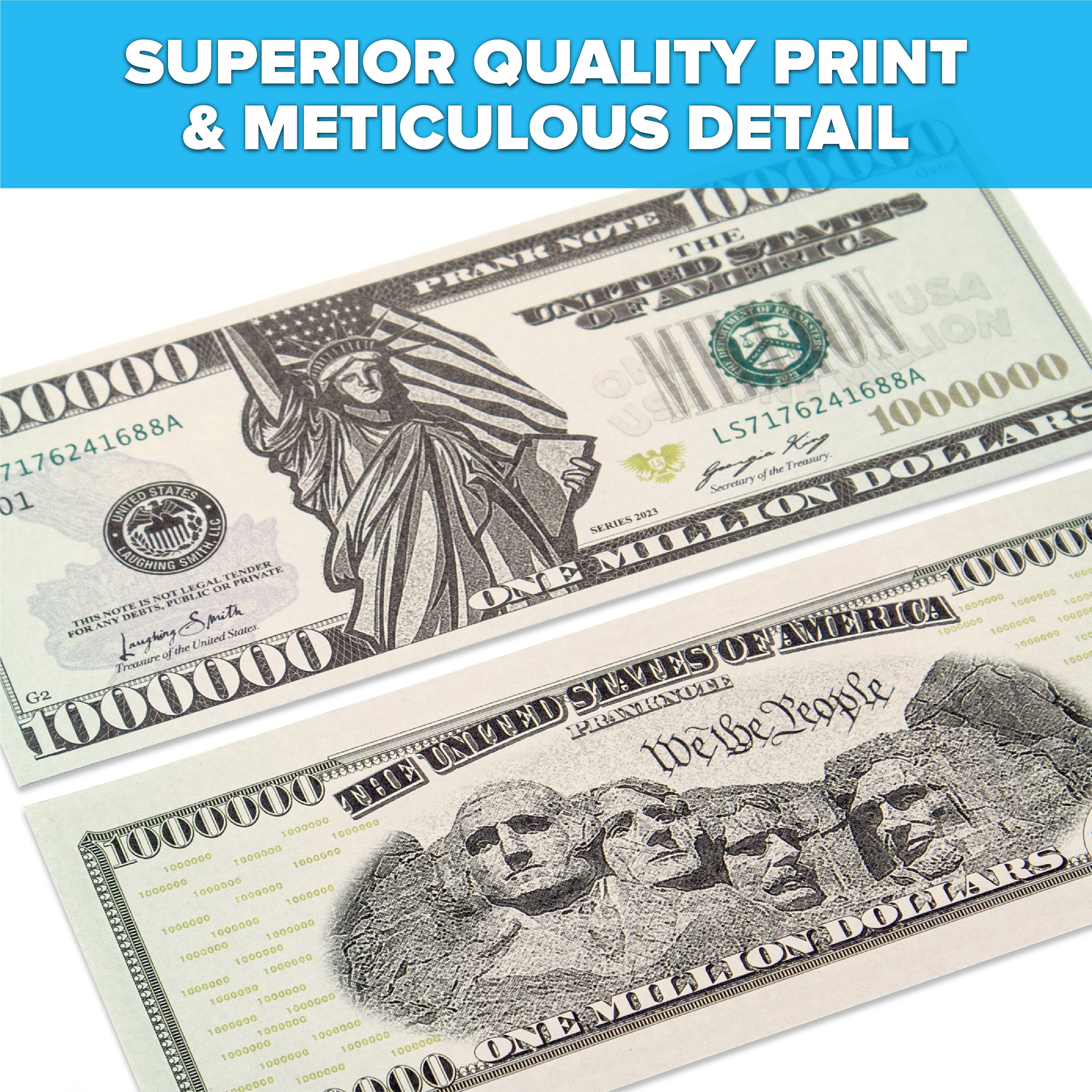 Prank Million Dollar Bills (50pcs) - Fake Movie Prop Play Paper Money Bills