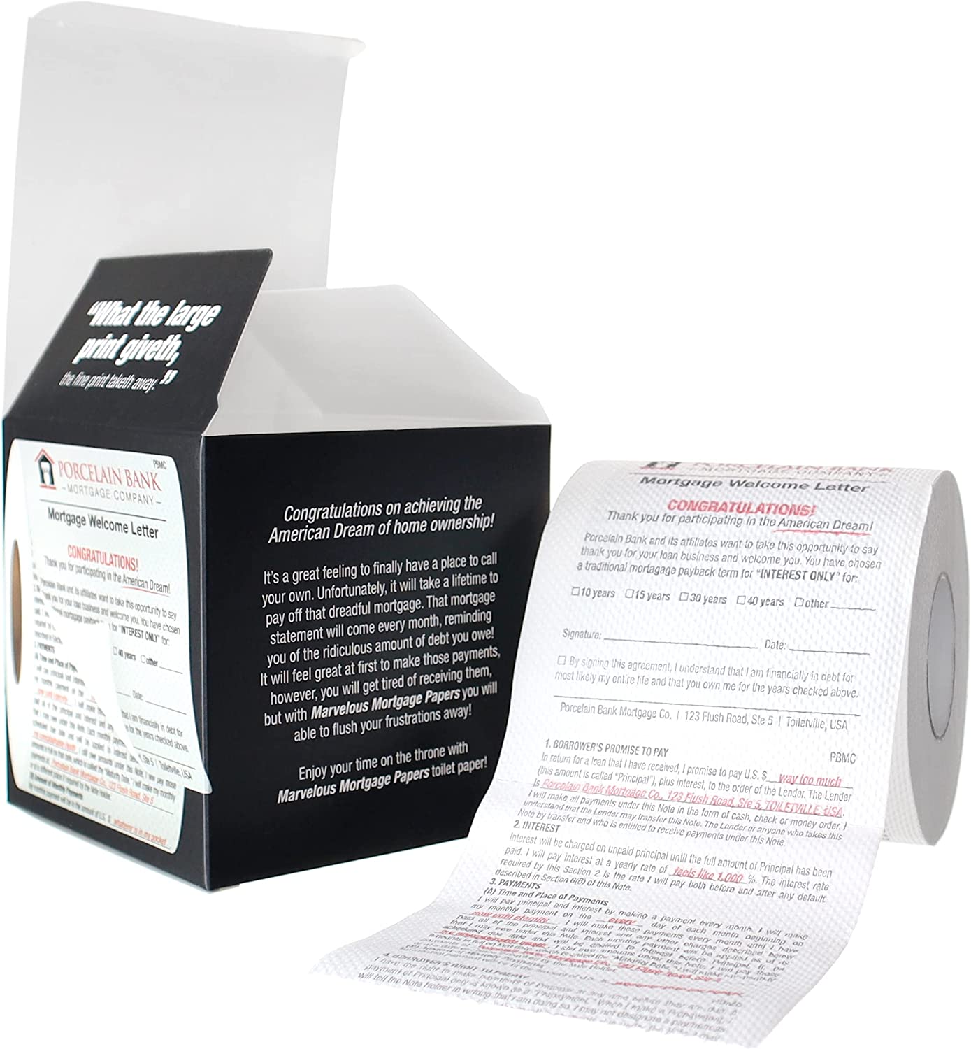 Mortgage Papers Funny Toilet Paper - Gag Gift for New Home - Housewarming