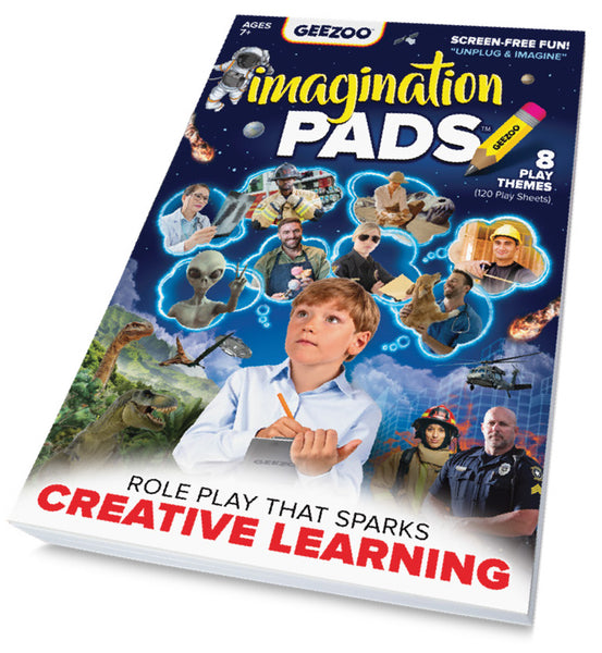 Imagination Pads Pretend Play Activity Pad — 6” x 9”, 120 Pages, 8 Themes, Screen-Free Role Play for Kids