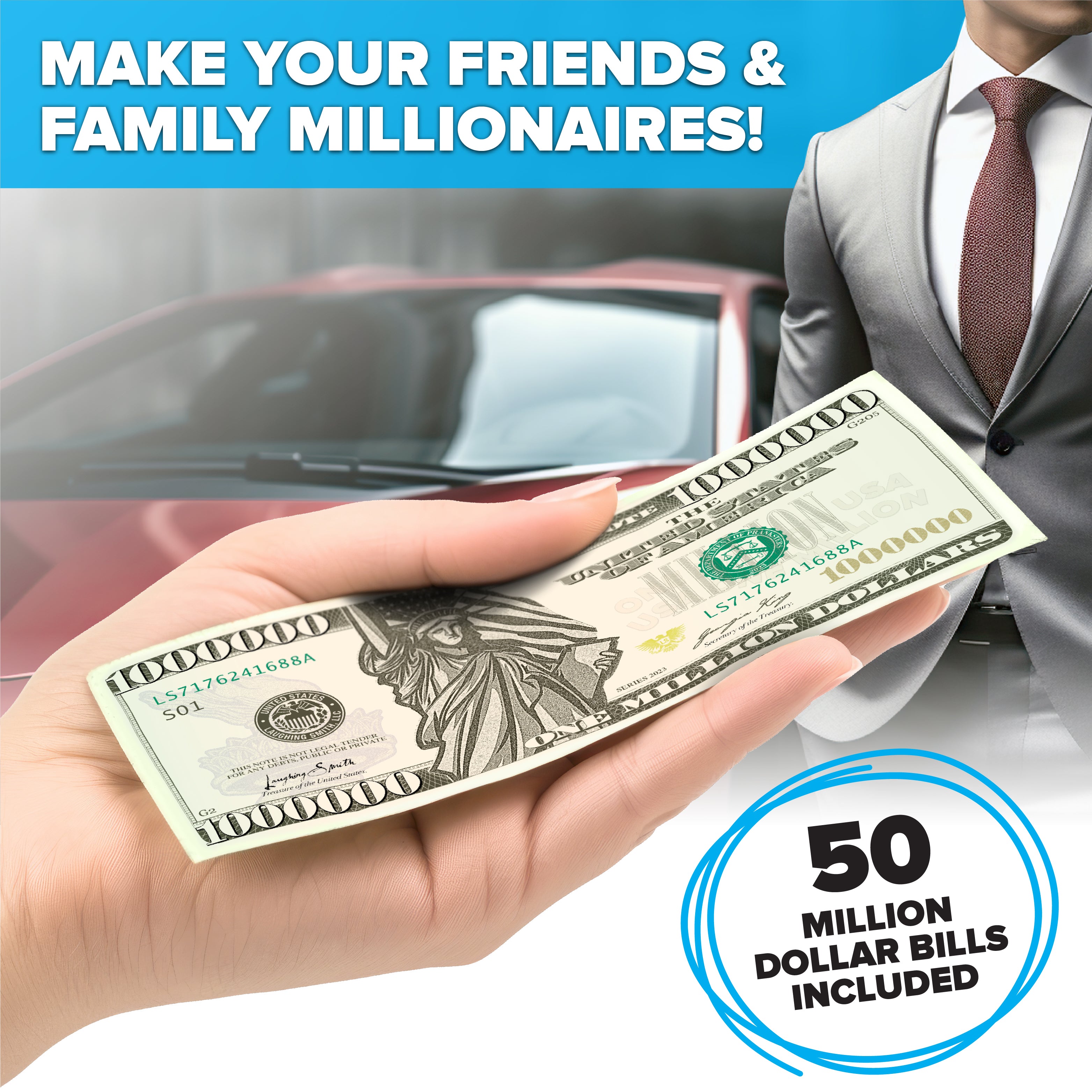 Prank Million Dollar Bills (50pcs) - Fake Movie Prop Play Paper Money Bills