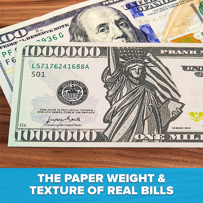 Prank Million Dollar Bills (50pcs) - Fake Movie Prop Play Paper Money Bills