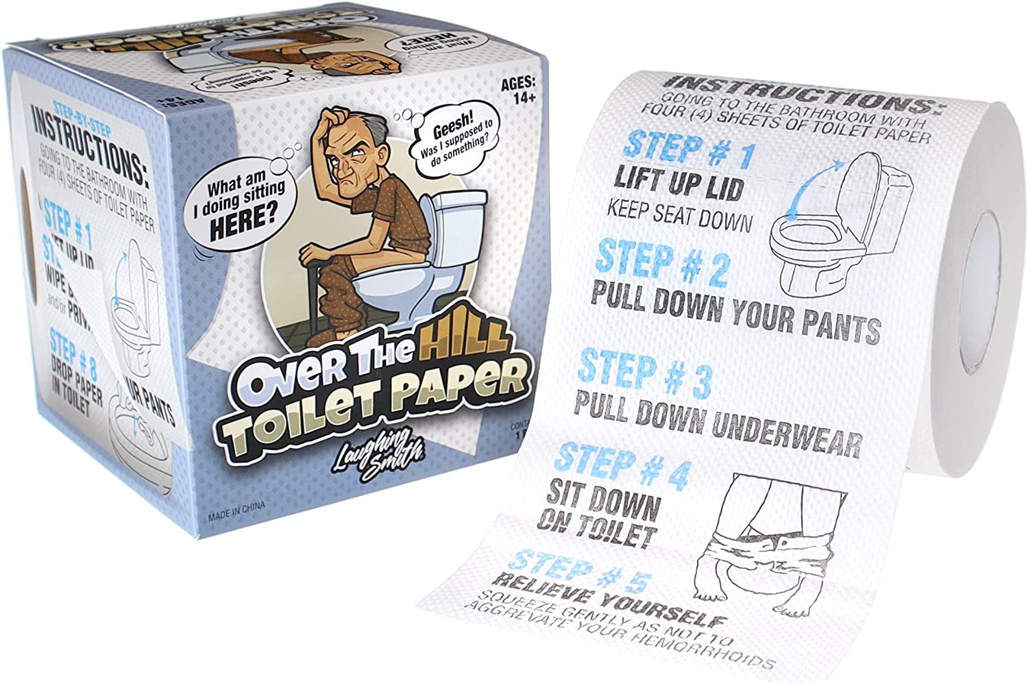 Over the Hill Toilet Paper - Funny Gag Gifts for Men & Old People