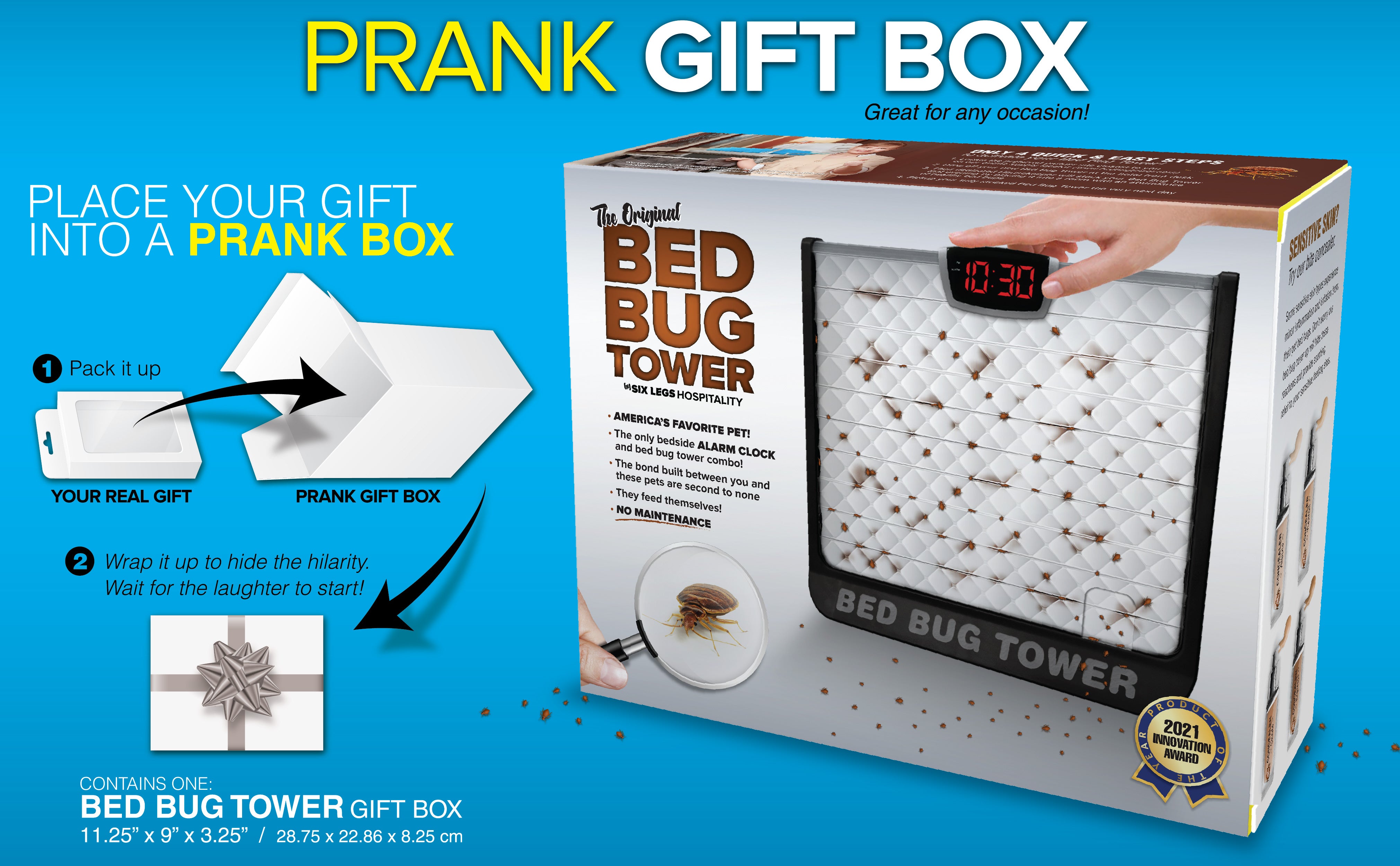 Laughing Smith Bed Bug Tower - Prank Gag Gift Box