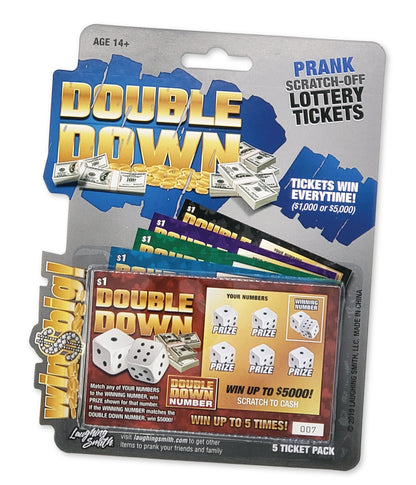 DOUBLE DOWN - Casino Night Fake Scratch Off Cards (5 tickets) - Win $1000 or $5000