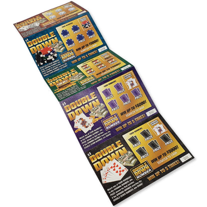 DOUBLE DOWN - Casino Night Fake Scratch Off Cards (5 tickets) - Win $1000 or $5000