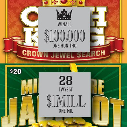 Cash King & Millionaire Jackpot Fake Lottery Tickets